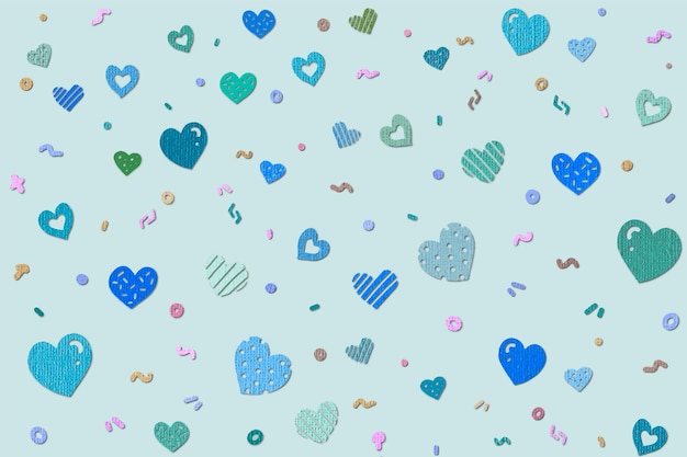 Valentine day theme paper cut art texture style background with heart icons