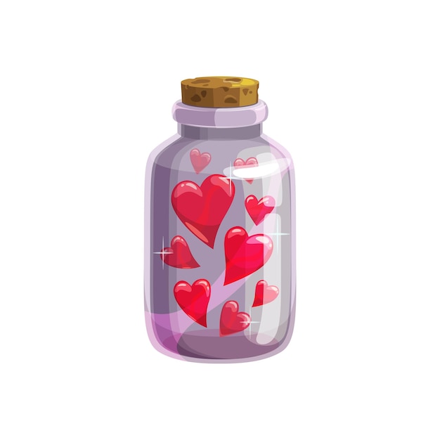 Valentine day and wedding hearts in glass jar