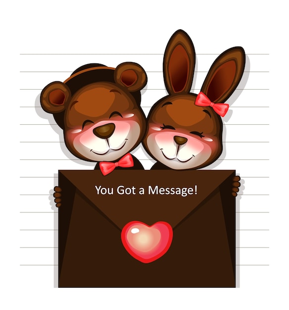 Valentine days Vector illustration Cute character You Got a Message