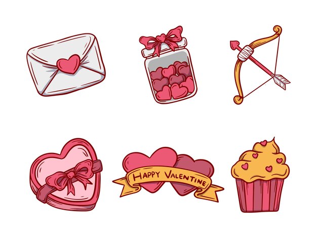 Vector valentine decoration sticker set