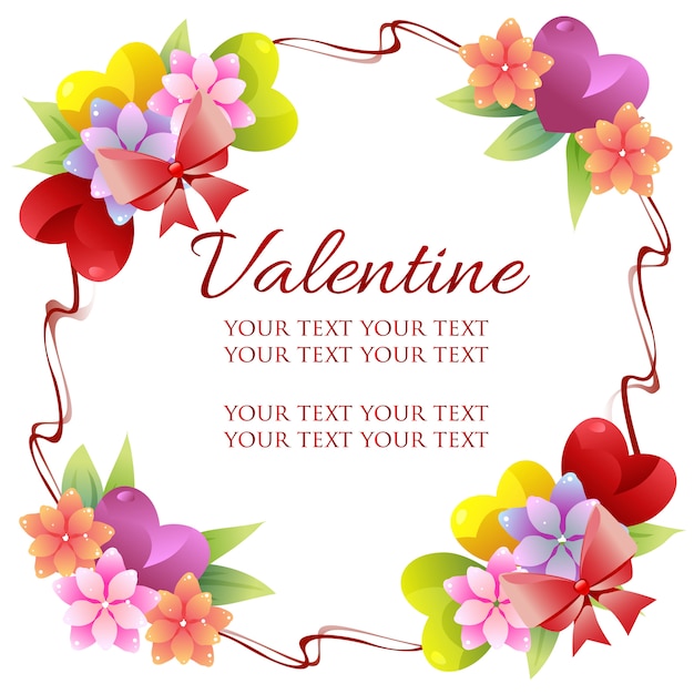 Valentine frame theme with colorful flower ornate