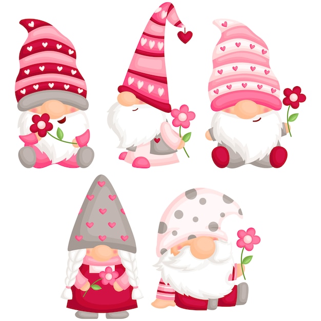 Valentine Gnome holding flower