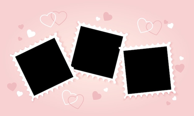 Valentine hanging photo frame on Pink background