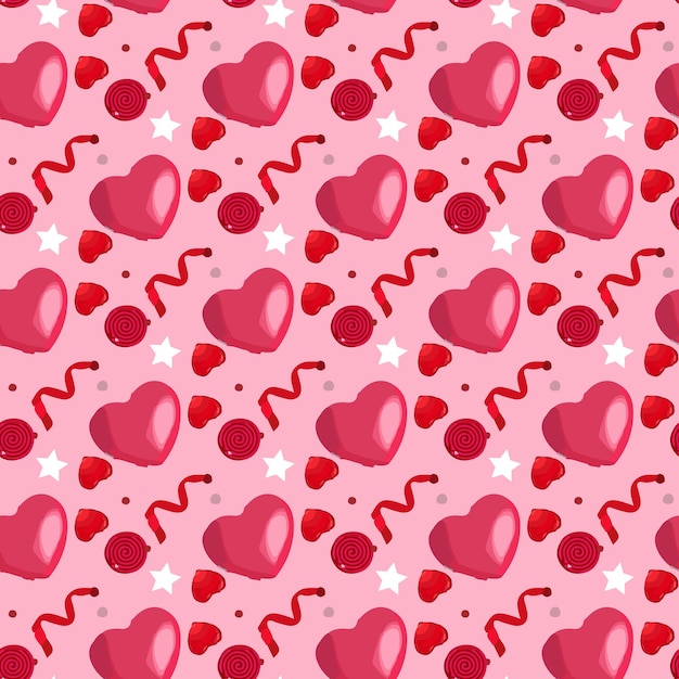 Valentine Hearts  star Seamless Pattern Design