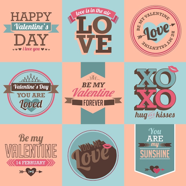 Vector valentine label and typography