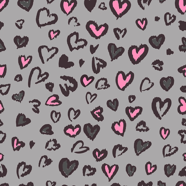 Valentine Leopard or cheetah seamless pattern Trendy animal print Spotted jaguar fur heart shaped Vector background for textile fabric wallpaper wrapping paper etc