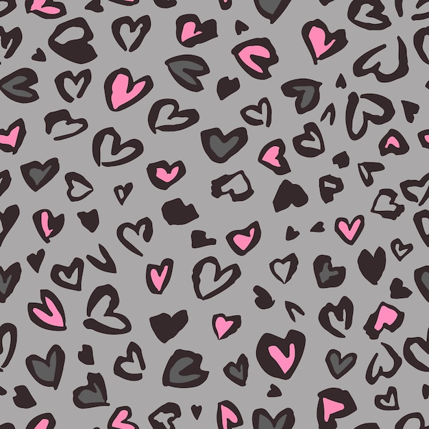 Valentine Leopard or cheetah seamless pattern Trendy animal print Spotted jaguar skin heart shaped Vector background for fabric textile wallpaper wrapping paper etc