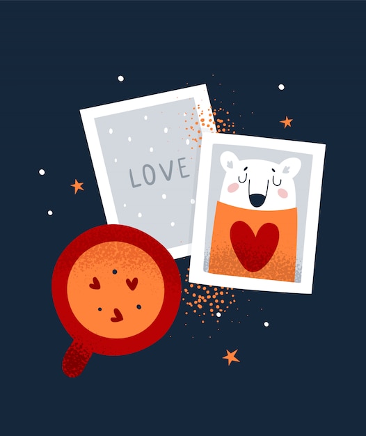 Vector valentine, love flat cartoon illustration for poster