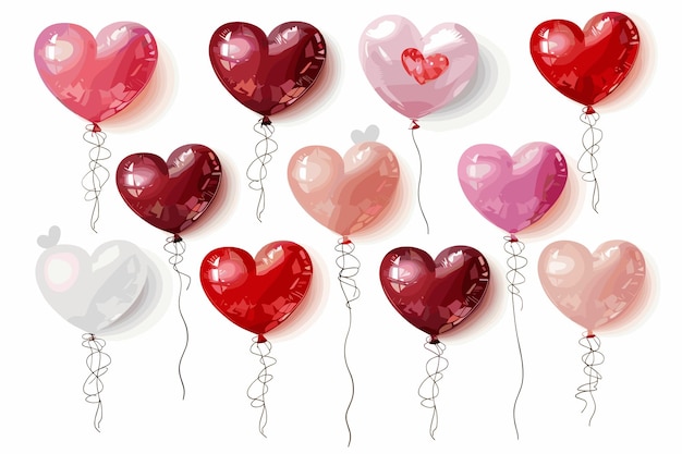 Vector valentine love heart balloons watercolor vector illustration