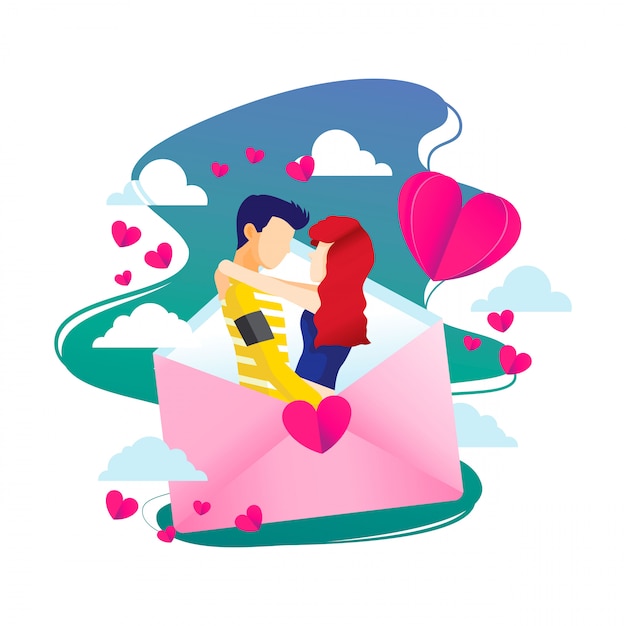 Valentine love letter illustration