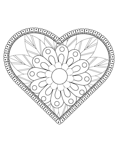 valentine pattern design. valentine, Heart coloring page for adult and kids. hand drawn flower.