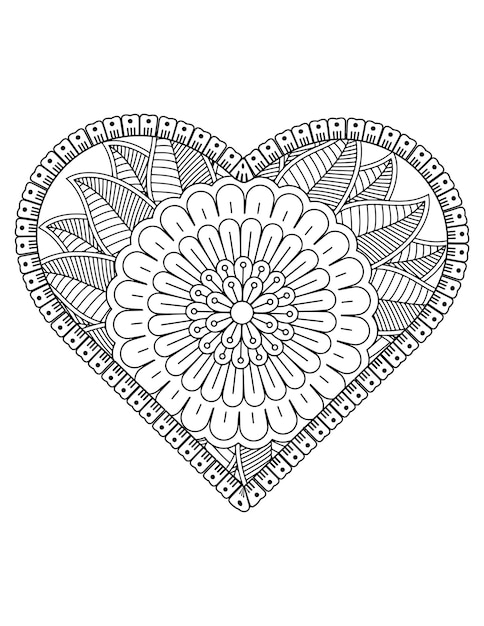 valentine pattern design. valentine, Heart coloring page for adult and kids. hand drawn flower.