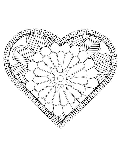 valentine pattern design. valentine, Heart coloring page for adult and kids. hand drawn flower.