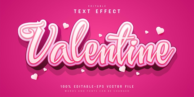 Valentine pink cartoon style text effect editable