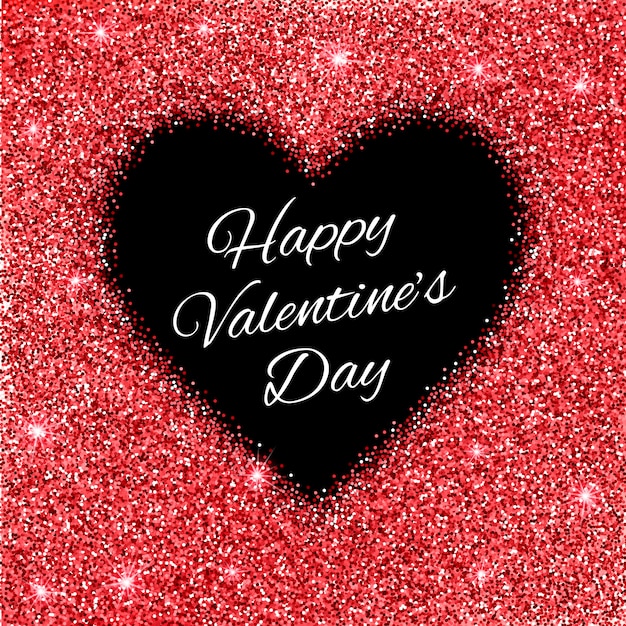 Vector valentine´s background with red glitter heart.