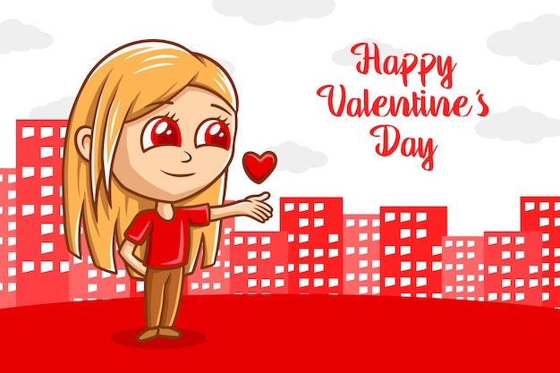 Valentine's banner   hand drawn illustration cute cartoon