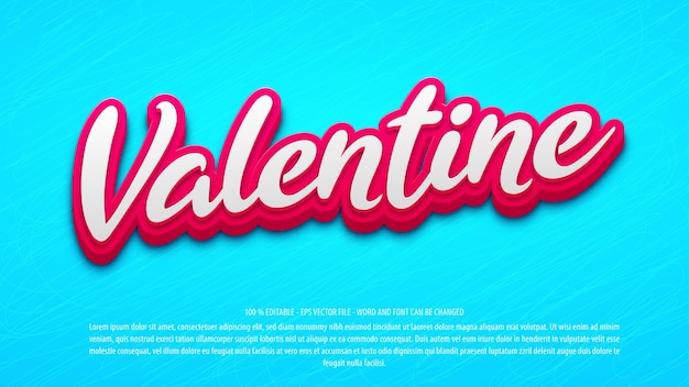 Valentine's day 3d editable text effect