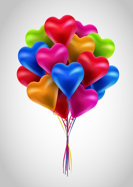 Valentine's Day  3d hearts colorful baloons.