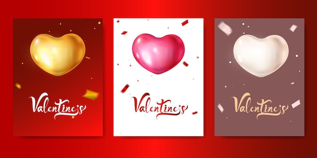 Valentine's day backdrop Vertical Banner 3D Design Vector Illustration