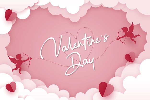 Valentine's day background design in paper style