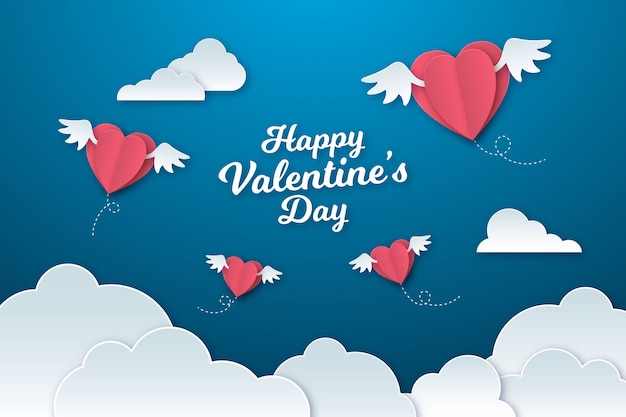 Valentine's day background in paper style