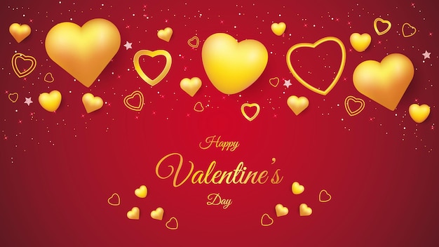 Valentine's day background with golden love shape