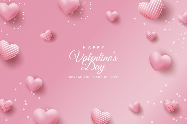 Valentine's day background with love balloons spread out.