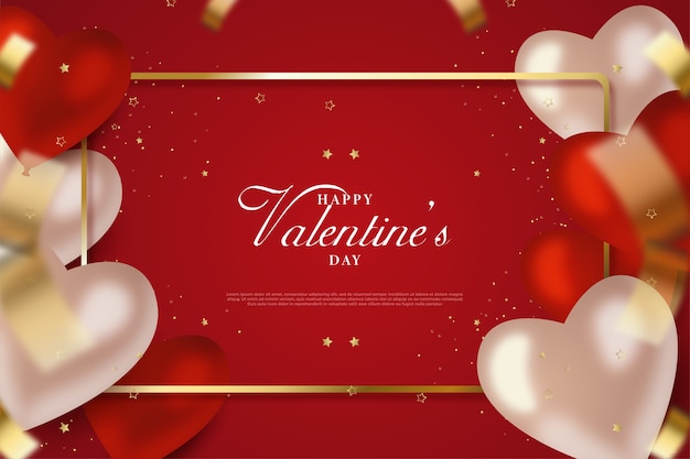 valentine's day background with white and red love balloons.