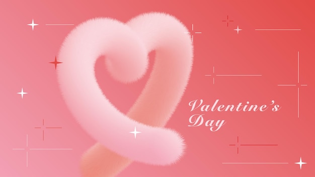 Valentine's day banner with fluffy heart