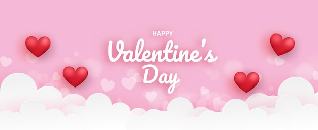 Valentine's day banner with heart on the sky.