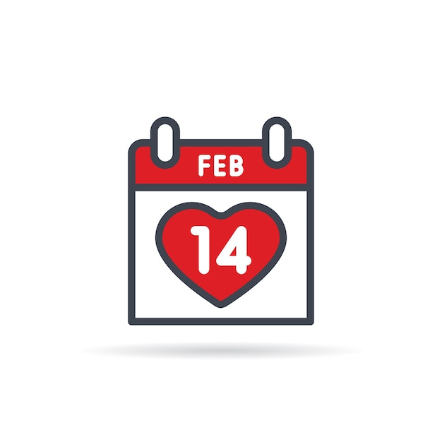 Valentine's Day calendar February 14th illustration