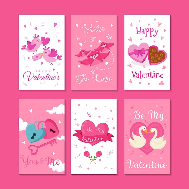 Valentine's day card illustration set