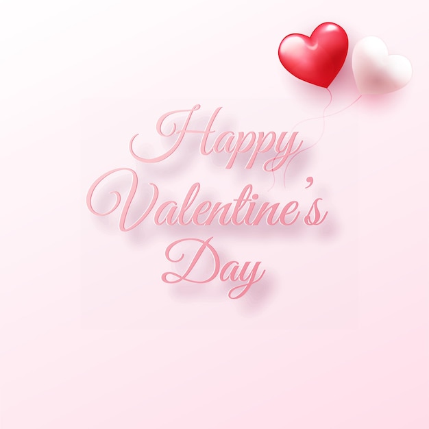 Valentine s day card with pink love text and couple hearts. .