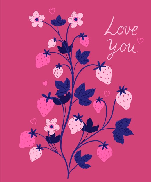 Vector valentine s day card with strawberries vector graphics