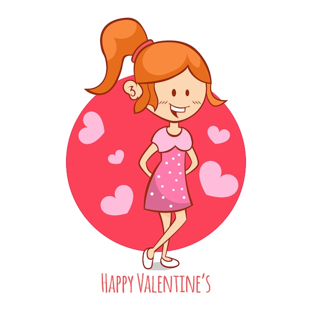 Valentine's Day cartoon romantic girl