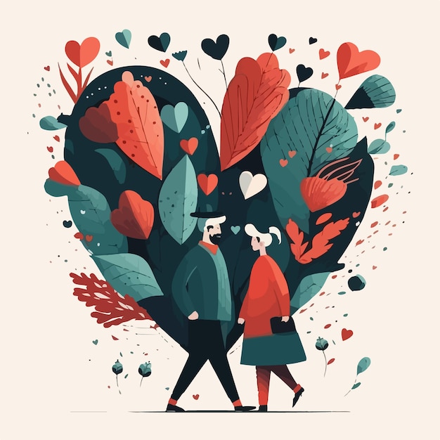 Valentine's day cute couple in love vector illustration