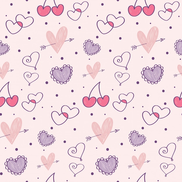 Valentine's Day Doodle Seamless pattern