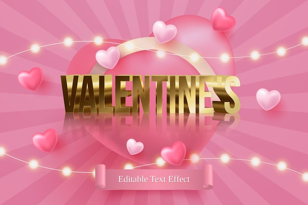 valentine's day editable gold text effect