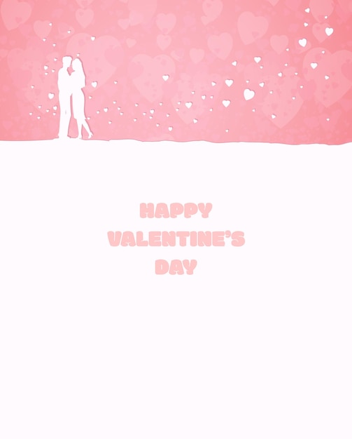 Valentine's Day, February 14th, couple in love on the pink background,  Vertical stories template