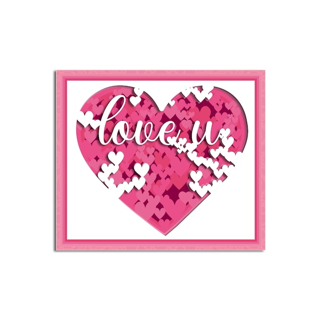 valentine's day gift card heart shape  layer illustration.