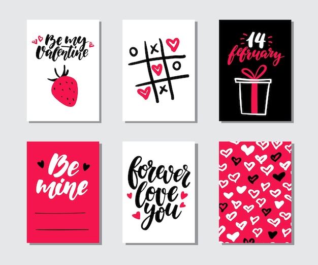 Valentine's day gift card vector set