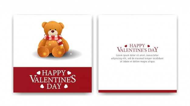 Valentine's day greeting white card with Teddy-bear