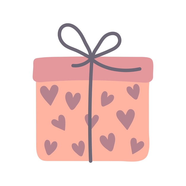 Valentine's day illustration gift box with hearts decorative element Romantic love flat icon