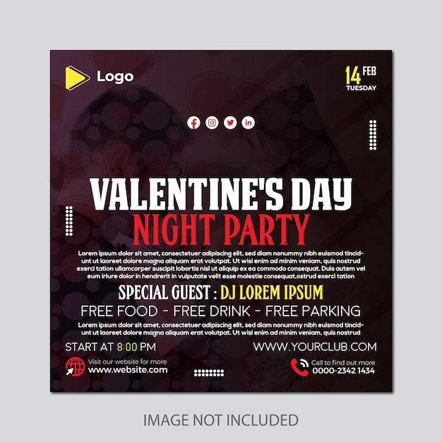 Valentine's day instagram and social media poster design template