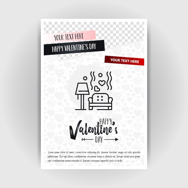 Vector valentine's day love poster template. place for images and text, vector illustration