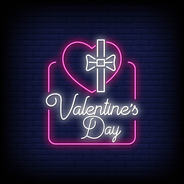 Valentine's day, neon sign style effect text