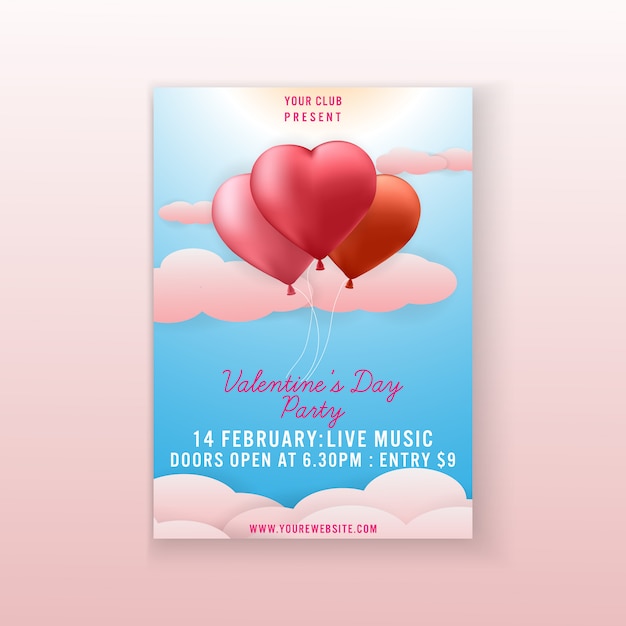 Valentine's Day Party Flyer template 