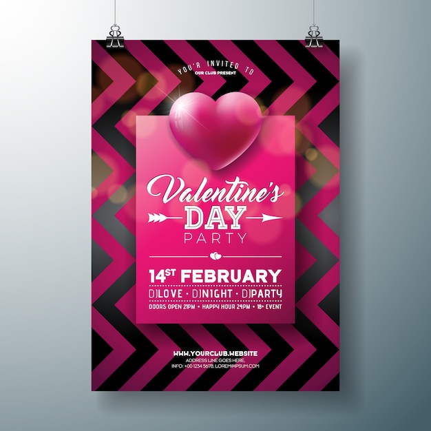 Vector valentine´s day party flyer