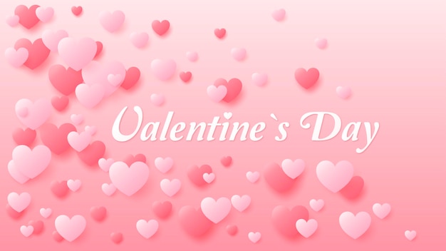 Valentine's Day poster with red and pink hearts. background.