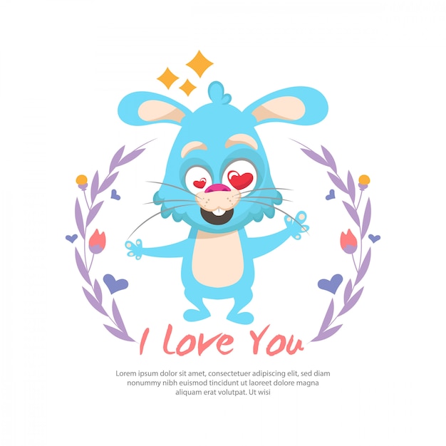 Valentine's day rabbit in love background	